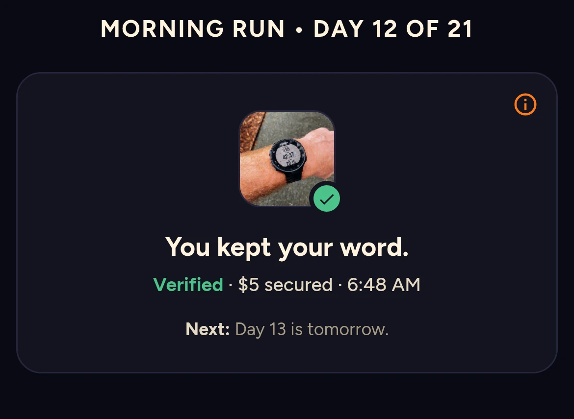 The same day once verified: You kept your word, $5 secured.